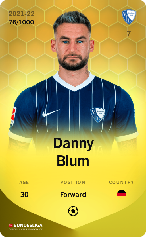 Sorare - Sorare Official - Danny Blum 2021-22 • Limited 76/1000 - NFT # 109631837484205301634339133668065897749111061106826192847976734664274547317412