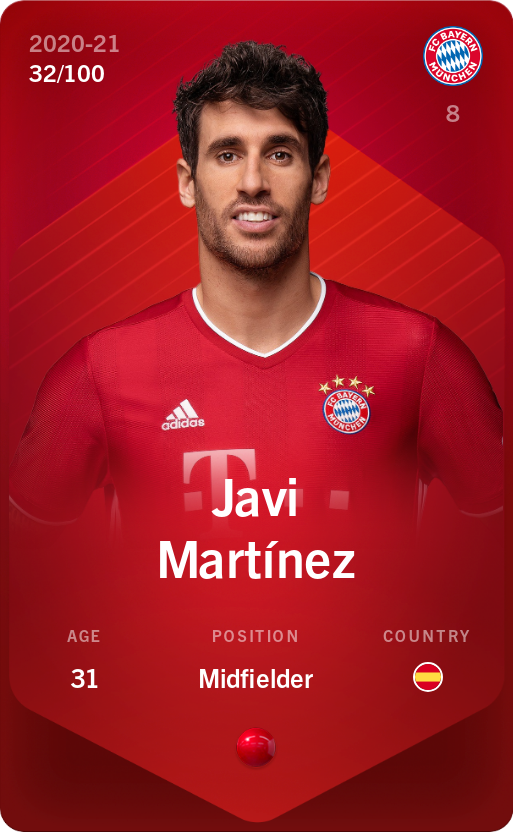 Sorare - Sorare Official - Javi Martínez 2020-21 • Rare 32/100 - NFT # 11054416888529284811712584624198522384009061711291243151302643301461547411086