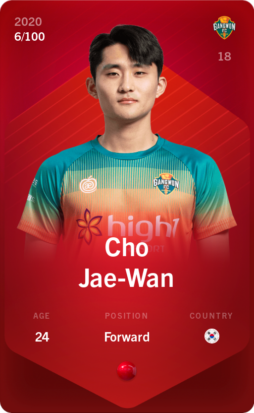 Sorare - Sorare Official - Cho Jae-Wan 2020-21 • Rare 6/100 - NFT # 39216759377586175592987856909808979706277121990878960181477346428455733490232