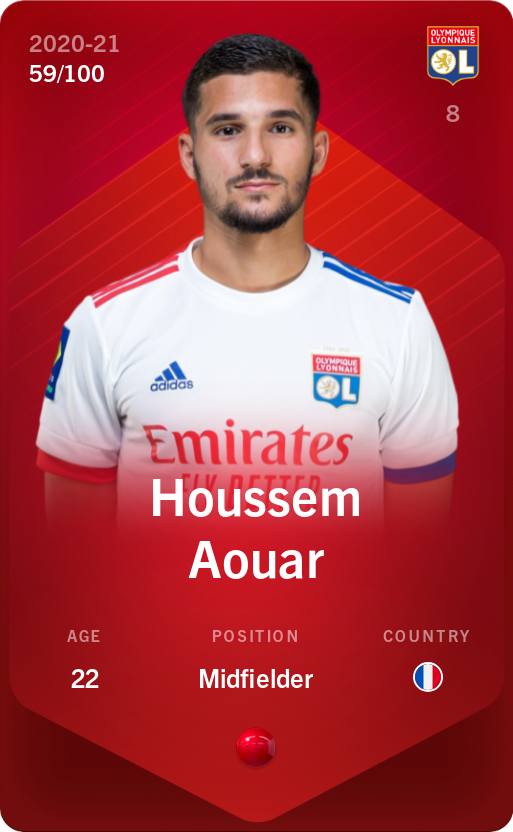 Sorare - Sorare Official - Houssem Aouar 2020-21 • Rare 59/100 - NFT # 4883419115026099355014669856317299895634306948745923204985034927568384561147