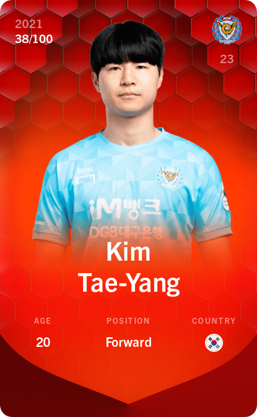 Sorare - Sorare Official - Kim Tae-Yang 2021-22 • Rare 38/100 - NFT # 52233051347019257130814301511828064352507416251534339039500161249355791762937