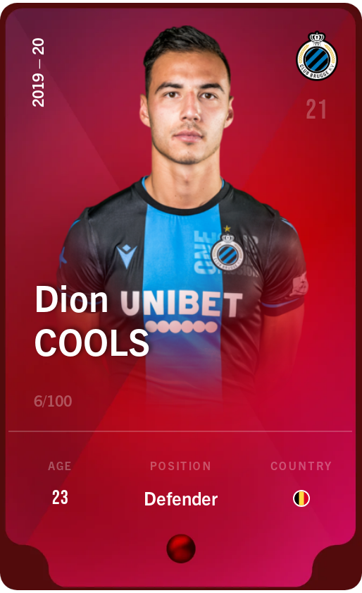 Sorare - Sorare Official - Dion Cools 2019-20 • Rare 6/100 - NFT # 19677169829640246037893012416035136475578004294689516942470271898561929512037
