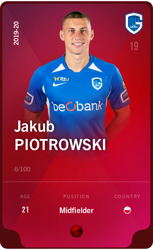 Sorare - Sorare Official - Jakub Piotrowski 2019-20 • Rare 6/100 - NFT # 86588629107465596132023649207321345549826151096762561584849186909484496408806