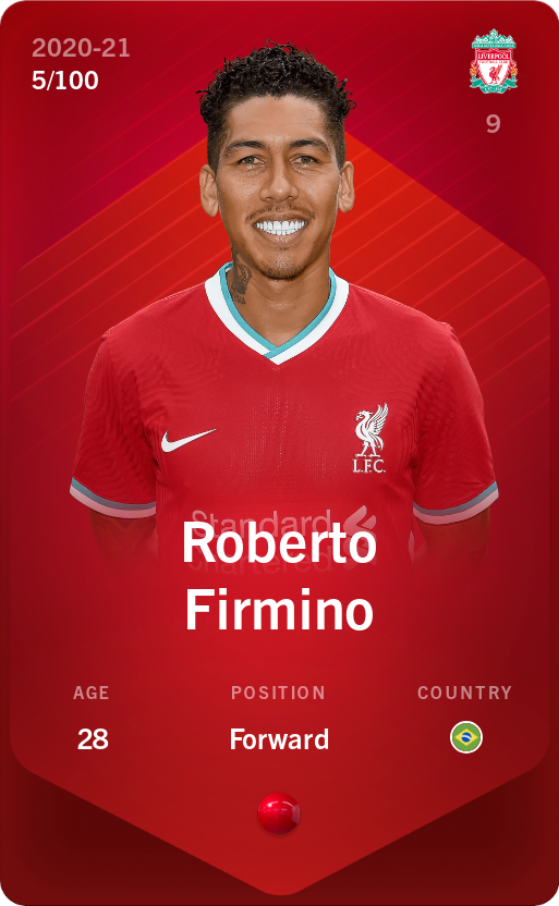 Sorare - Sorare Official - Roberto Firmino 2020-21 • Rare 5/100 - NFT # 100102560488878174288748493606197833924580413489439486040532619881875080456936