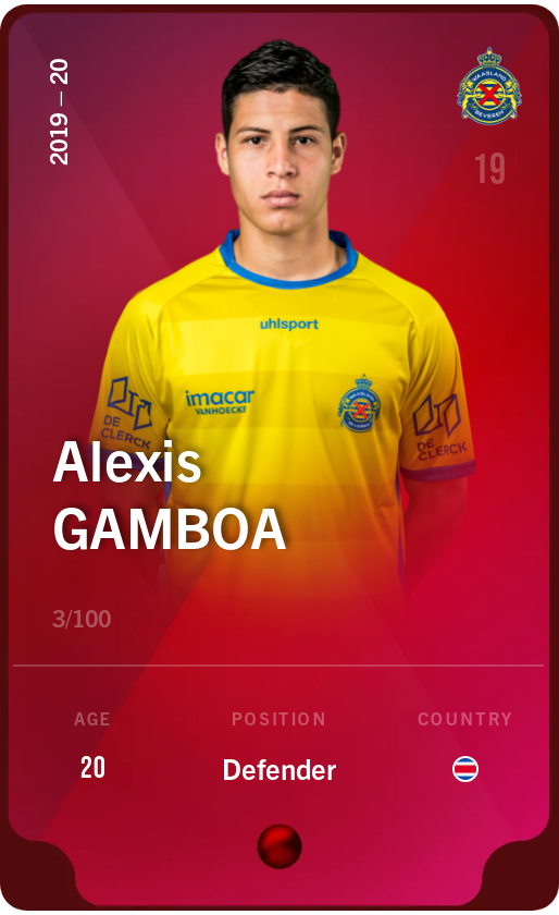 Sorare - Sorare Official - Alexis Gamboa 2019-20 • Rare 3/100 - NFT # 66118327186298541795939238931138326219192324057087309254276798020592415110531