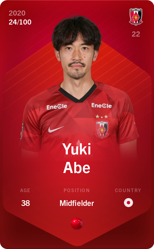 Sorare - Sorare Official - Yuki Abe 2020-21 • Rare 24/100 - NFT # 83706478265418580251267607772457635263646490332306330228675704199218935937010