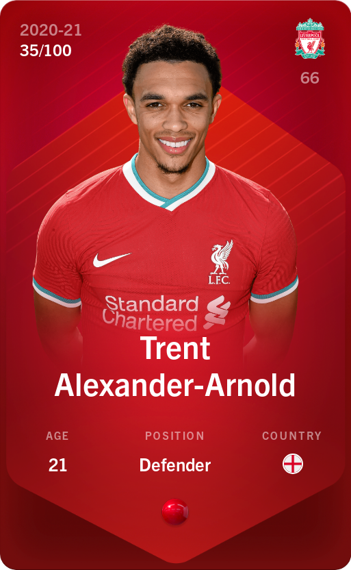 Sorare - Sorare Official - Trent Alexander-Arnold 2020-21 • Rare 35/100 - NFT # 37952896179405103283711254512057906536182056780590298093181943995460793975291