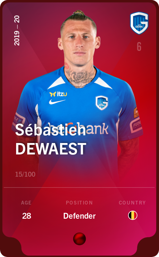 Sorare - Sorare Official - Sébastien Dewaest 2019-20 • Rare 15/100 - NFT # 61048024657309633056844265217525588876729028671125326801256388191888284764051