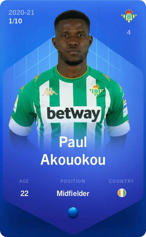 Sorare - Sorare Official - Paul Akouokou 2020-21 • Super Rare 1/10 - NFT # 31911106062760476991464476129681389617534678372124806133439068696371183180393