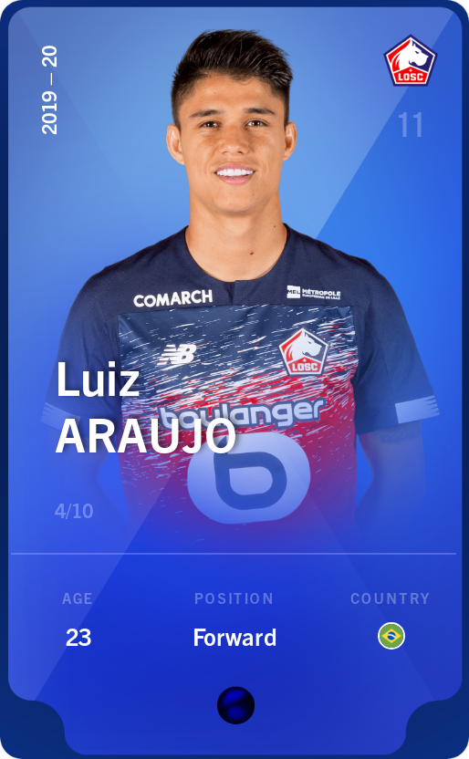 Sorare - Sorare Official - Luiz Araujo 2019-20 • Super Rare 4/10 - NFT # 81958127476868185293640036948597838866984664168725474171699623995191756709535