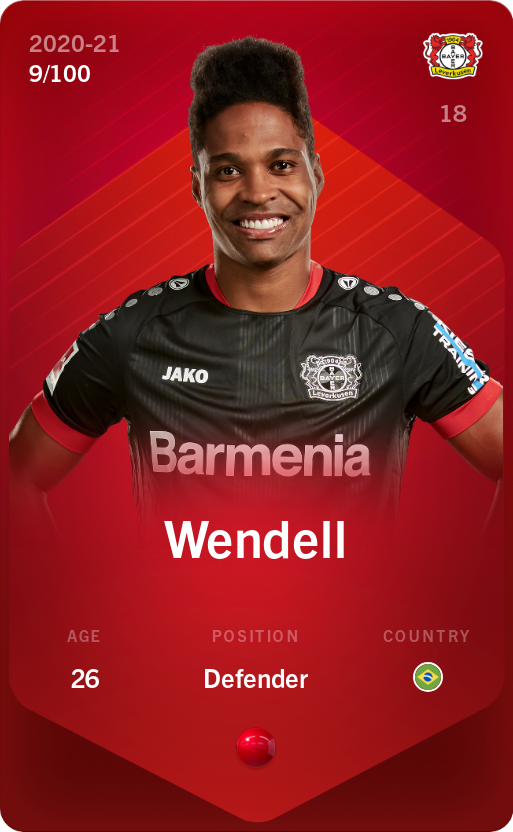 Sorare - Sorare Official - Wendell 2020-21 • Rare 9/100 - NFT # 92388078809968235116241510841891433451791934397945593251975180890087653422236