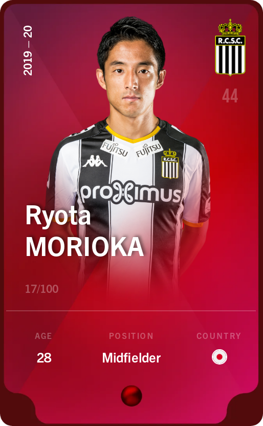 Sorare - Sorare Official - Ryota Morioka 2019-20 • Rare 17/100 - NFT # 21946430229374969302660435609235323134151737579991138117016181491928520921131