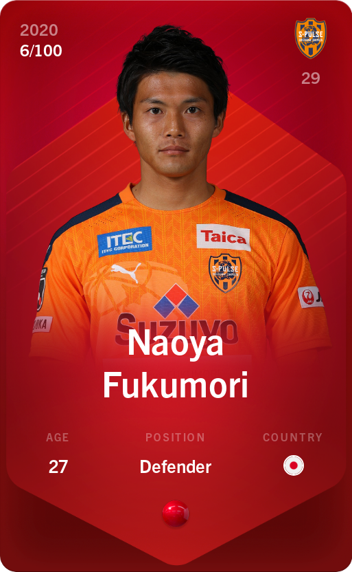 Sorare - Sorare Official - Naoya Fukumori 2020-21 • Rare 6/100 - NFT # 105227714236963508560314798861088536499956327154049420791134569536705355294402
