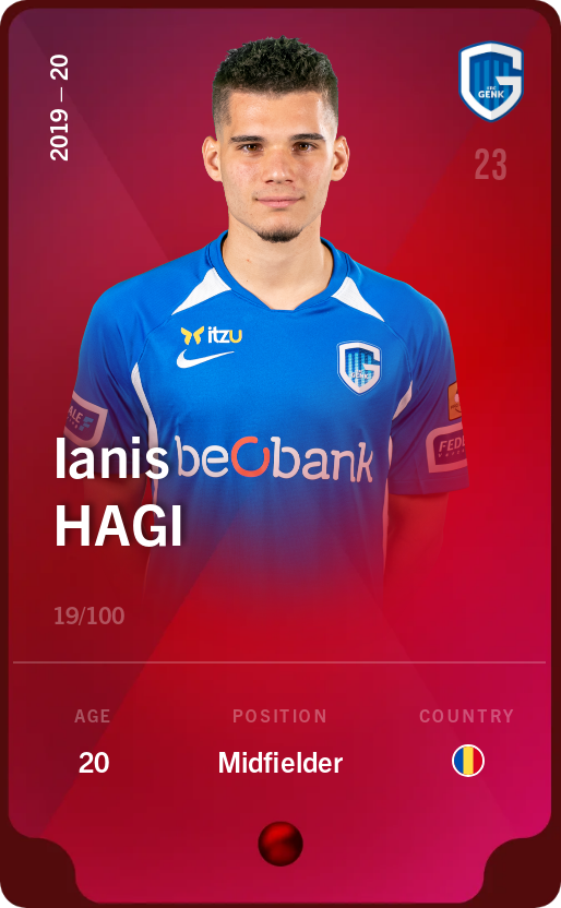 Sorare - Sorare Official - Ianis Hagi 2019-20 • Rare 19/100 - NFT # 30553785501915070969850177252625742108615669735813203817297590891197712505296