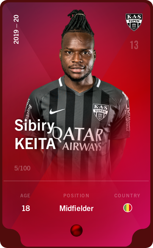 Sorare - Sorare Official - Sibiry Keita 2019-20 • Rare 5/100 - NFT # 7554183979789501219831501449501976147830488174191944446972177934338958504350