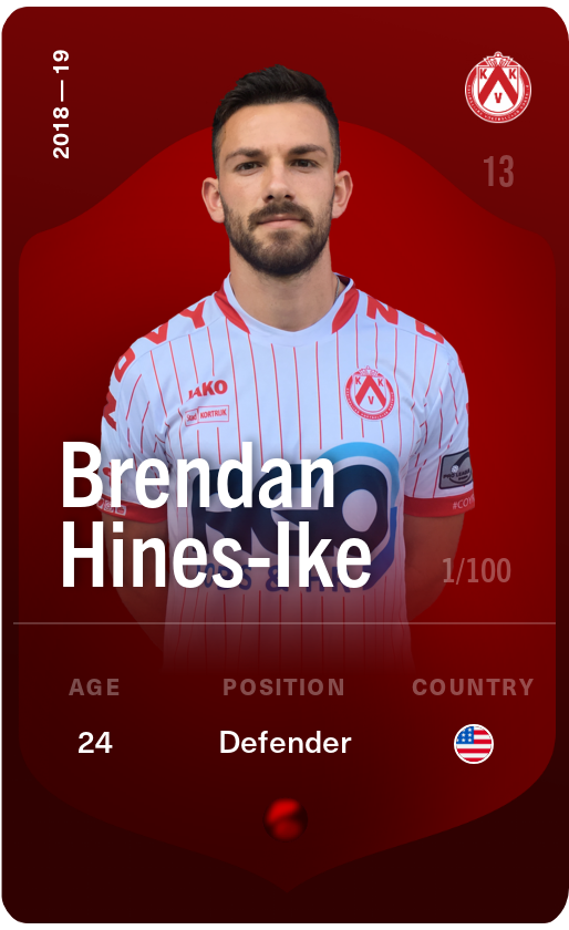 Sorare - Sorare Official - Brendan Hines-Ike 2018-19 • Rare 1/100 - NFT # 88169180469132255420813723782094270127241614430257041785449864887207040695865