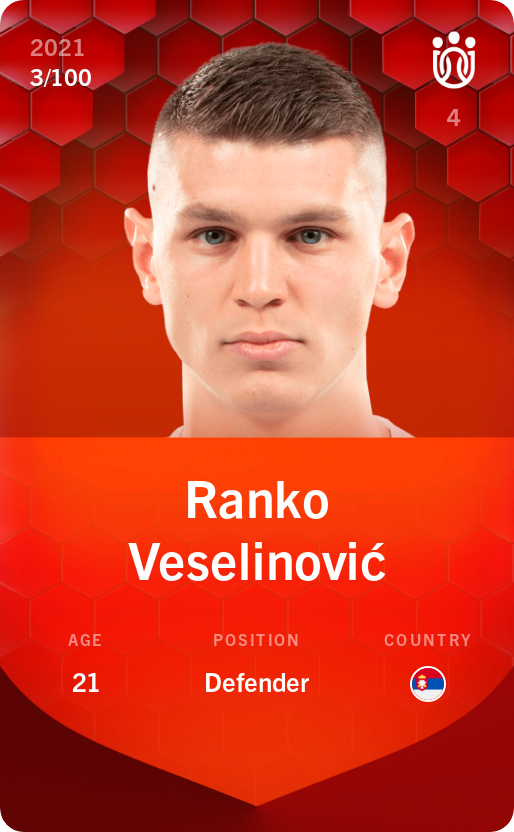 Sorare - Sorare Official - Ranko Veselinović 2021-22 • Rare 3/100 - NFT # 79360637099263263339104549132452122094166534262519204048802797802615711630045