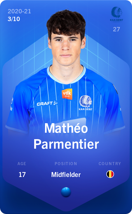 Sorare - Sorare Official - Mathéo Parmentier 2020-21 • Super Rare 3/10 - NFT # 42677879588931910066085987363756641625373276942144359973075406898424642341027
