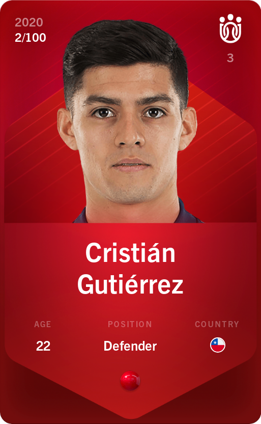 Sorare - Sorare Official - Cristián Gutiérrez 2020-21 • Rare 2/100 - NFT # 25743780625240487787863917652906032623459042371770371882791423955717031469287