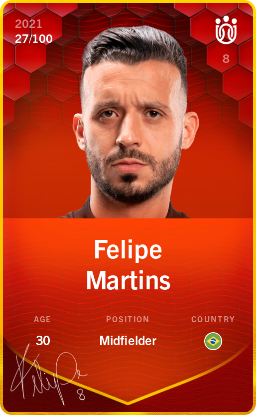Sorare - Sorare Official - Felipe Martins 2021-22 • Rare 27/100 - NFT # 23430493613473276937787936909299638088697140217188930720488365610675570129471