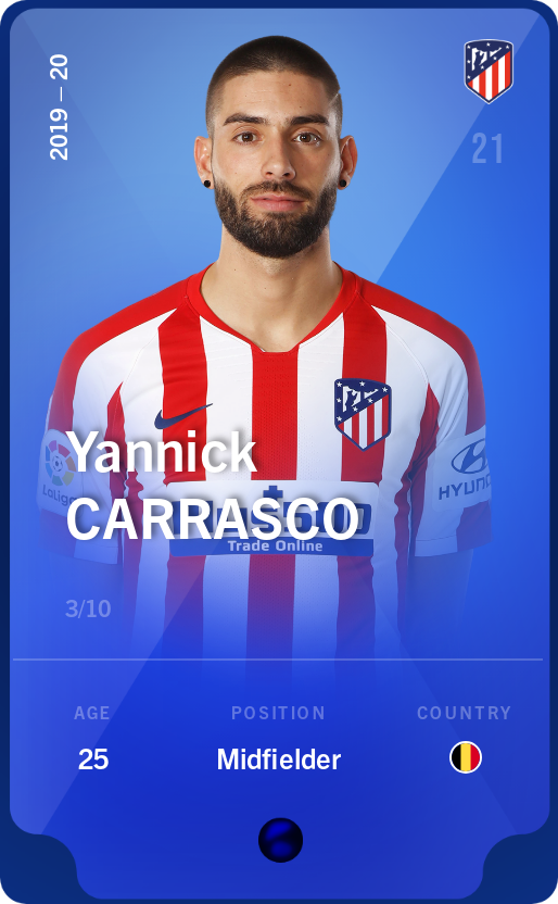 Sorare - Sorare Official - Yannick Carrasco 2019-20 • Super Rare 3/10 - NFT # 35633705949033131083617860128214033808244633229462214500856406544574593046548