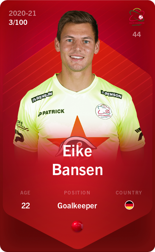 Sorare - Sorare Official - Eike Bansen 2020-21 • Rare 3/100 - NFT # 2236668615783032661693396109338150255508936177274885628883806586840641630871