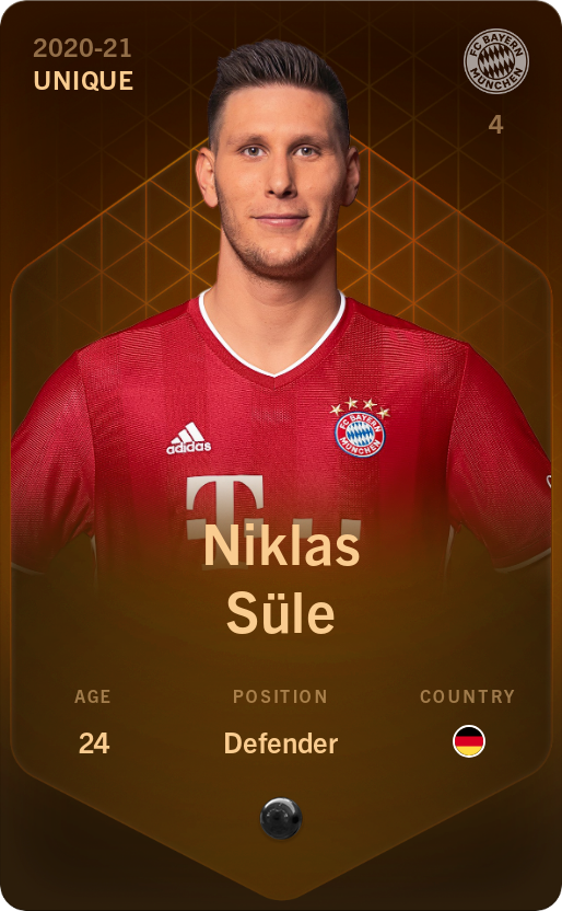 Sorare - Sorare Official - Niklas Süle 2020-21 • Unique - NFT # 25072225829784422875932121937995124716952037200371325033255466581412942508946