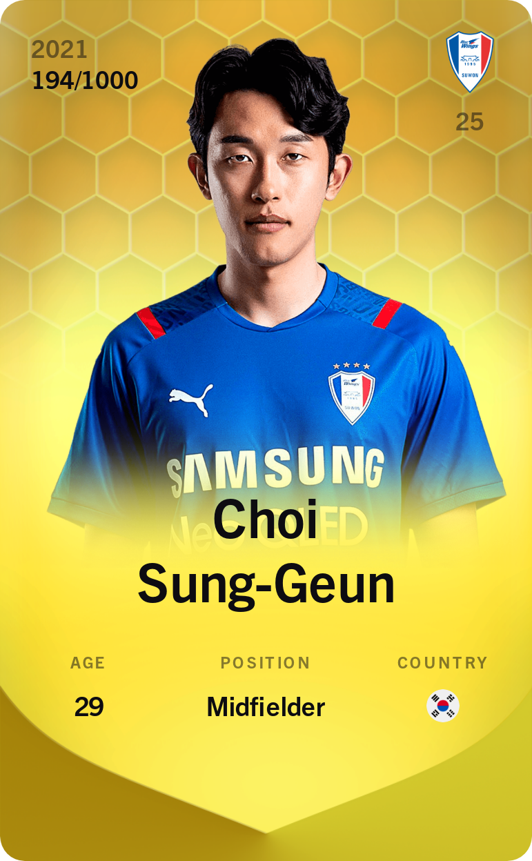 Sorare - Sorare Official - Choi Sung-Geun 2021-22 • Limited 194/1000 - NFT # 15800732424440628585153586388311833897383235369934276970936518882441683629538