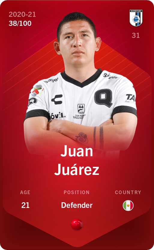 Sorare - Sorare Official - Juan Juárez 2020-21 • Rare 38/100 - NFT # 20473462495291141358594444218532082868073102979823297740830519618397202925459