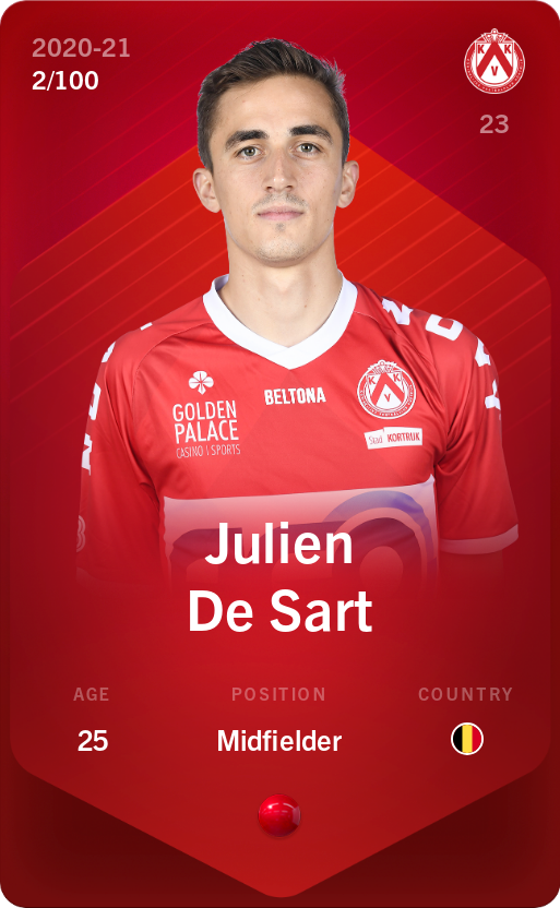 Sorare - Sorare Official - Julien De Sart 2020-21 • Rare 2/100 - NFT # 46135250167225238533411451398959745512324923610365550874268556571301376099623