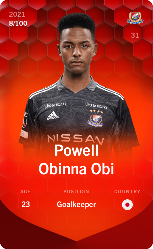 Sorare - Sorare Official - Powell Obinna Obi 2021-22 • Rare 8/100 - NFT # 30565710511162517173155709959318045722960527926141005673876749639932890447789
