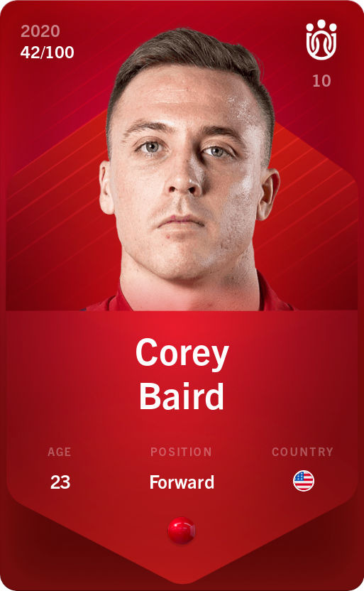 Sorare - Sorare Official - Corey Baird 2020-21 • Rare 42/100 - NFT # 10135985989795294665552019613834906295595195701689461023437512280320087844481