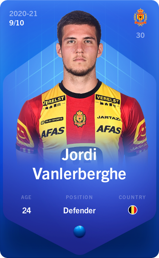 Sorare - Sorare Official - Jordi Vanlerberghe 2020-21 • Super Rare 9/10 - NFT # 28361665802755879983649298218485900328575172474516026557878624105873707769444