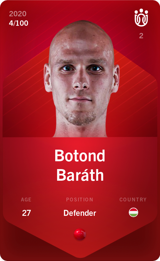 Sorare - Sorare Official - Botond Baráth 2020-21 • Rare 4/100 - NFT # 26562873245726779037660939878798720955877044314559340662983121640420799979153