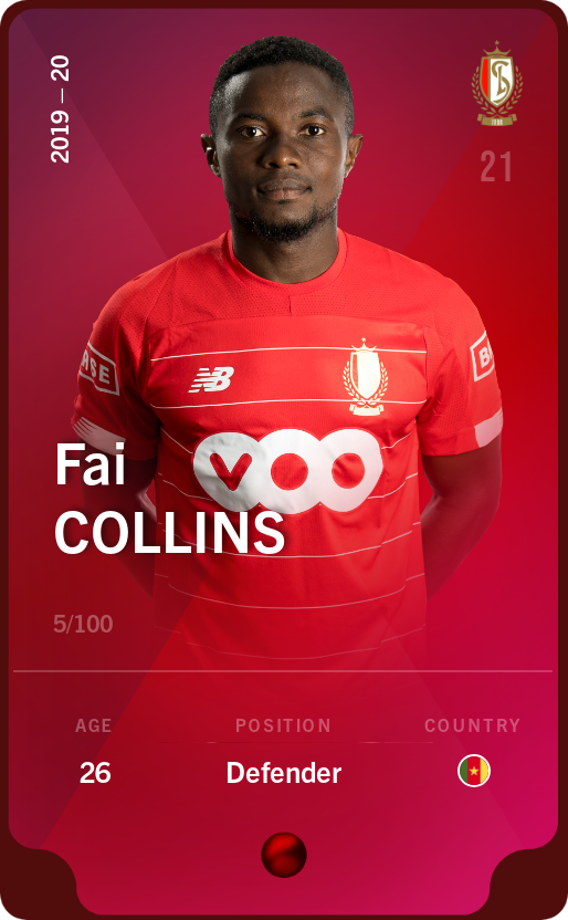 Sorare - Sorare Official - Fai Collins 2019-20 • Rare 5/100 - NFT # 1270990061552924316704436362509481546779303389019088574572215466415915638835