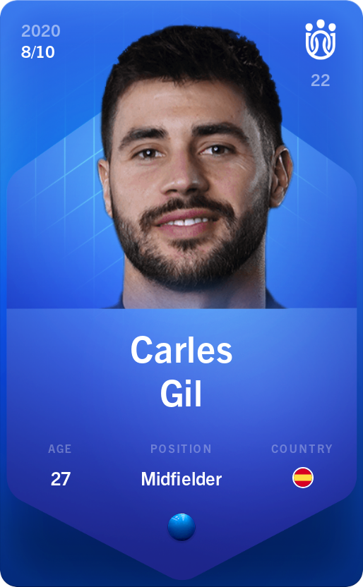 Sorare - Sorare Official - Carles Gil 2020-21 • Super Rare 8/10 - NFT # 40511423230772785245947654784985183881728283087921244497459689889401767692668
