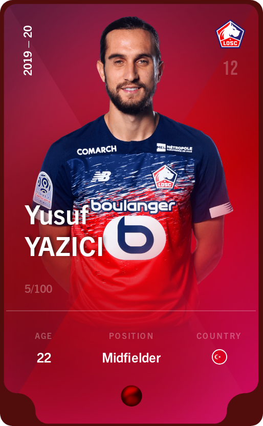 Sorare - Sorare Official - Yusuf Yazıcı 2019-20 • Rare 5/100 - NFT # 51373546883981391596668297247105752815956884583645085940495653318625337977189