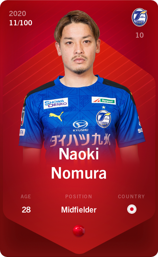 Sorare - Sorare Official - Naoki Nomura 2020-21 • Rare 11/100 - NFT # 87622890100968031414530377897387445796867074907172593312220363667906600504184