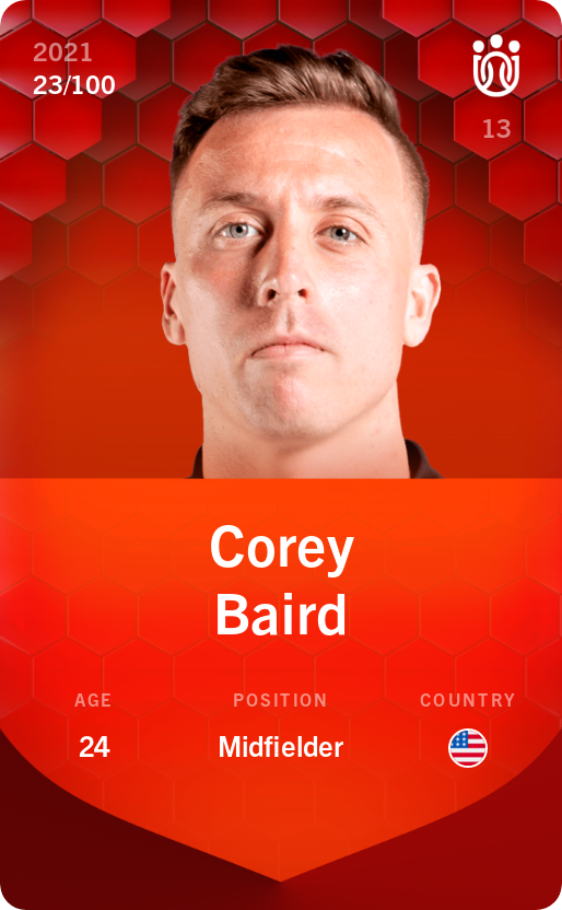 Sorare - Sorare Official - Corey Baird 2021-22 • Rare 23/100 - NFT # 62689915958042778820048203110687338329055374642003559449545501239985129622460