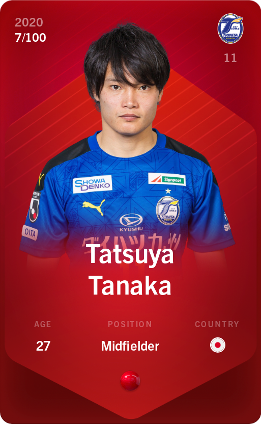 Sorare - Sorare Official - Tatsuya Tanaka 2020-21 • Rare 7/100 - NFT # 108899065331623687141252161571584107625559817726959860499854819112506054504730