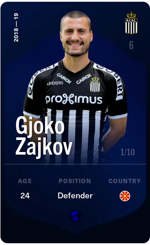 Sorare - Sorare Official - Gjoko Zajkov 2018-19 • Super Rare 1/10 - NFT # 85123554134349768588710386814510806379863613276451209159885361248956431595858