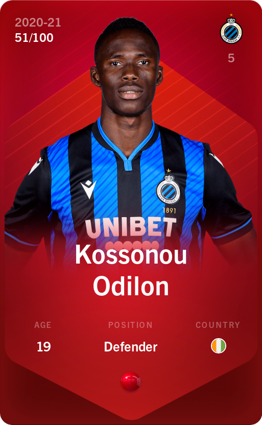 Sorare - Sorare Official - Kossonou Odilon 2020-21 • Rare 51/100 - NFT # 24155025898162503817186991643474148052974090072183689322556356326440089712401