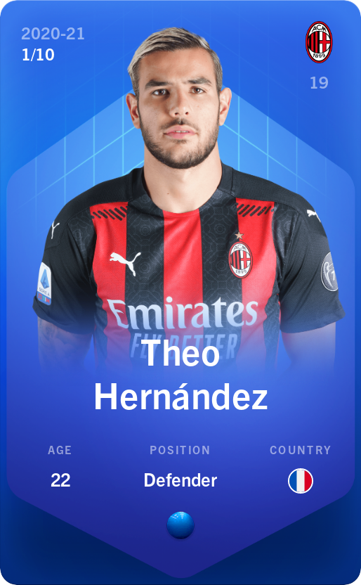 Sorare - Sorare Official - Theo Hernández 2020-21 • Super Rare 1/10 - NFT # 81734924061153236598009470666862308379159123574932915905048790631798761145481