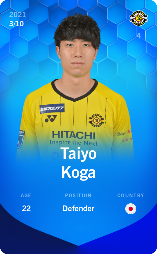 Sorare - Sorare Official - Taiyo Koga 2021-22 • Super Rare 3/10 - NFT # 66378797322747657786442801758659357232957426154393112205066154368411246249486