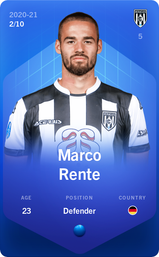 Sorare - Sorare Official - Marco Rente 2020-21 • Super Rare 2/10 - NFT # 91867662531999277392909870328159626293764019000057330719139719829513373920185