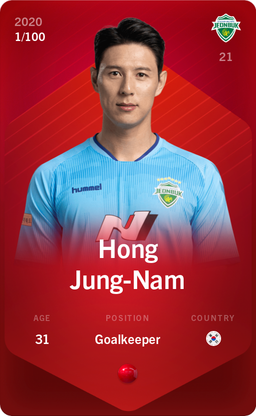 Sorare - Sorare Official - Hong Jung-Nam 2020-21 • Rare 1/100 - NFT # 85317462461298280261746445784314102639367811204051207343092434977465659167531