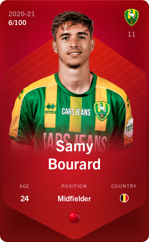 Sorare - Sorare Official - Samy Bourard 2020-21 • Rare 6/100 - NFT # 52824352888567668607684821609998917430209319366440087109238522658187222525337