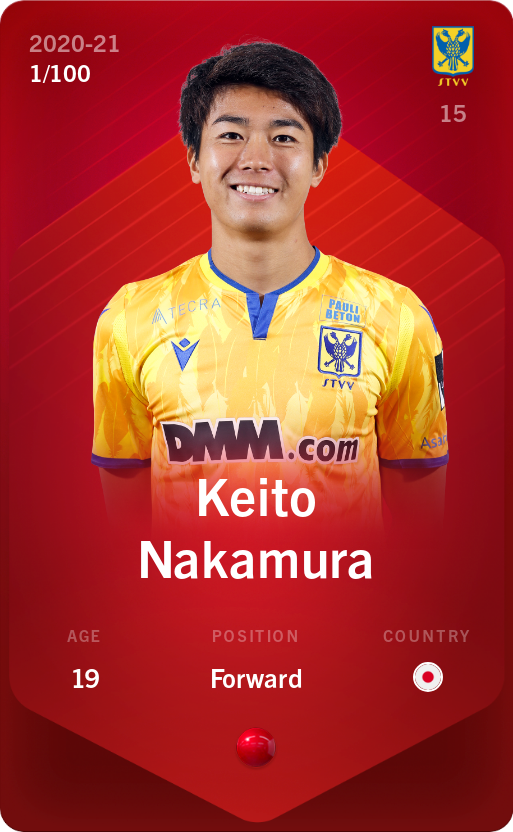 Sorare - Sorare Official - Keito Nakamura 2020-21 • Rare 1/100 - NFT # 101978990957621803826112139758357891405304036991031209204046110385435045187822