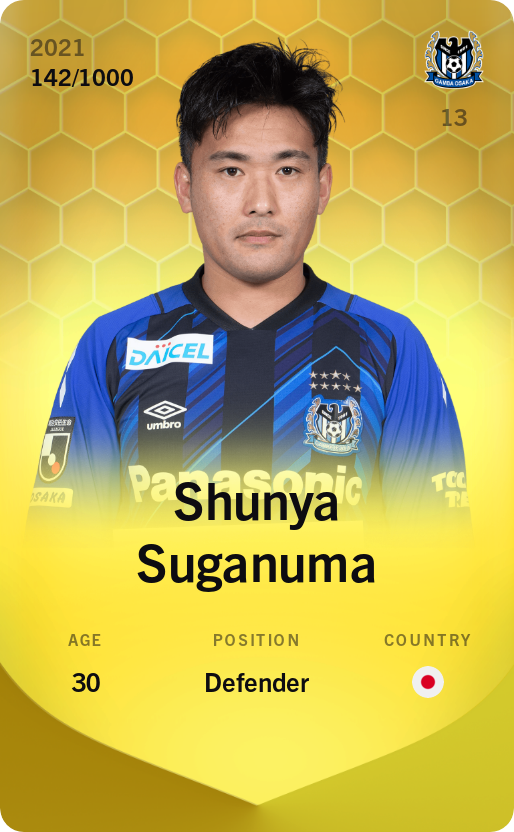 Sorare - Sorare Official - Shunya Suganuma 2021-22 • Limited 142/1000 - NFT # 57252817596060551926525758758465432240561143241794340026693820115098358501780
