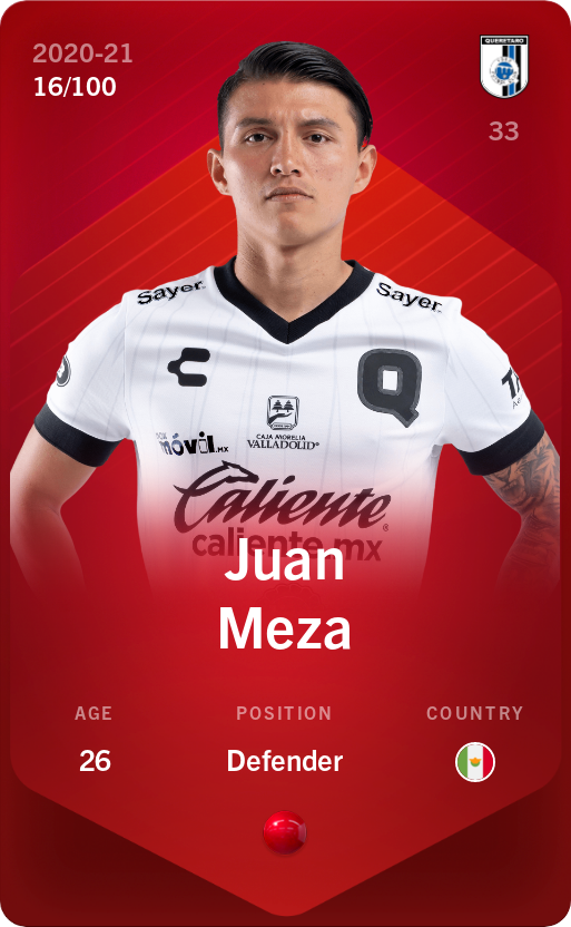 Sorare - Sorare Official - Juan Meza 2020-21 • Rare 16/100 - NFT # 50320269013225893718055616168490145674040980894767151579774081409657802521576